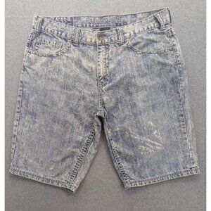 Request Jeans Shorts Mens 36 Acid Wash Denim Embroidered Distressed Pockets